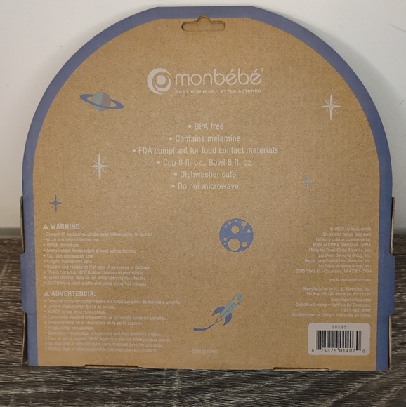 NWT Monbebe Bamboo Toddler Boy Mealtime Set - Picture 2 of 9